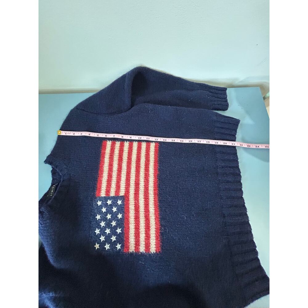 Vintage The Limited American Flag sweater size S 100% wool navy crew neck - Picture 6 of 6